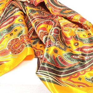 NEW Women's Yellow Satin Square Scarf